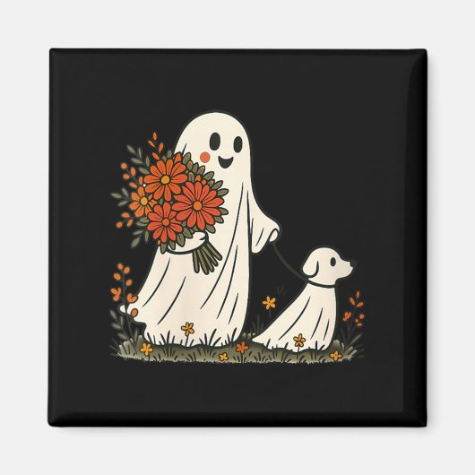 Dames spooky hond wandelen grap Halloween Magneet (Voorkant)