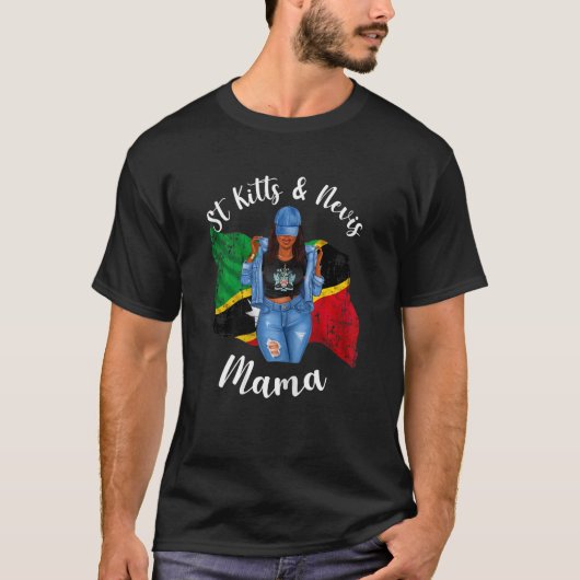 Dames St Kitts en Nevis Mama Dreadlocks Haar Sas T-shirt (Voorkant)
