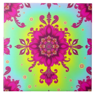 Dames Statement Roze Bloemen Chintz Tegel Tegeltje
