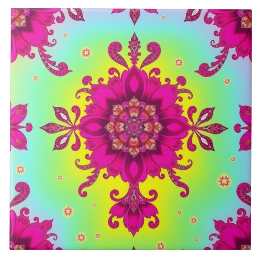 Dames Statement Roze Bloemen Chintz Tegel Tegeltje (Voorkant)