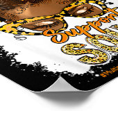 Dames Steunploeg Afro Rommelige Knot Luipaard Ms A Poster (Hoek)