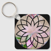  Dames Stijlvolle Roze Lotus Bloem Sleutelhanger (Voorkant)