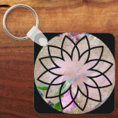  Dames Stijlvolle Roze Lotus Bloem Sleutelhanger (Voorkant)