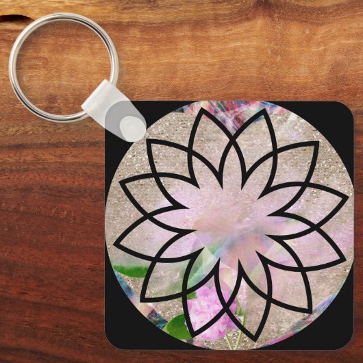  Dames Stijlvolle Roze Lotus Bloem Sleutelhanger (Voorkant)