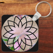  Dames Stijlvolle Roze Lotus Bloem Sleutelhanger (Achterkant)