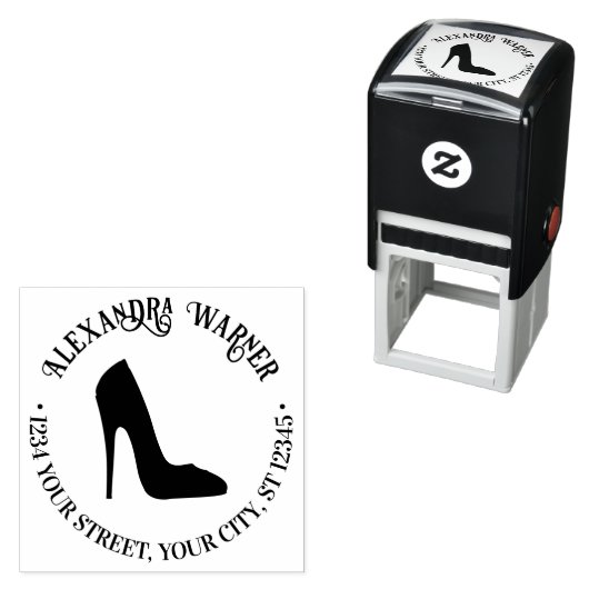 Dames Stiletto High Heel Schoen Naam Adres Zelfinktende Stempel (In situ)