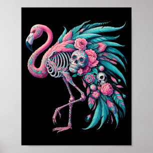 Dames Suiker Schedel Mexicaanse Flamingo Dia De Lo Poster