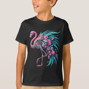 Dames suiker schedel Mexicaanse flamingo dia de lo T-shirt