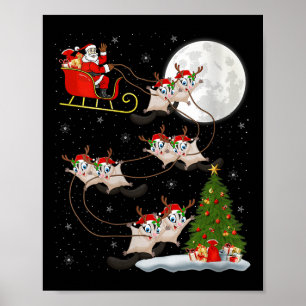 Dames suikereekhoorn Kerstman slee slee vliegend g Poster