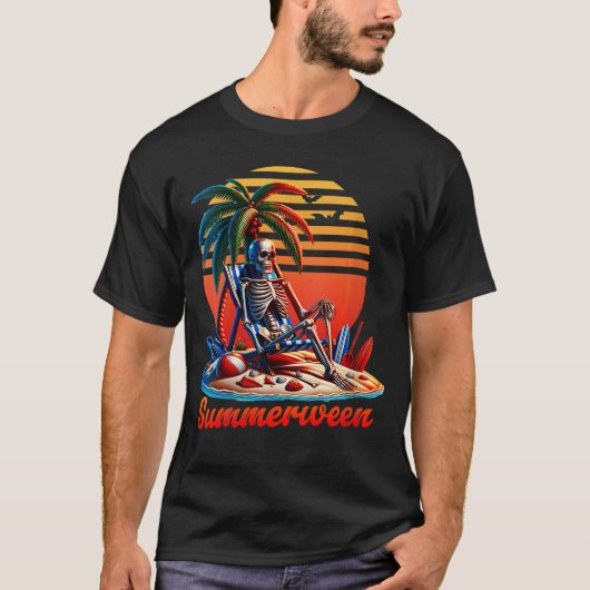 Dames Summerween Skelet Zomer Halloween Kleding T-shirt (Voorkant)