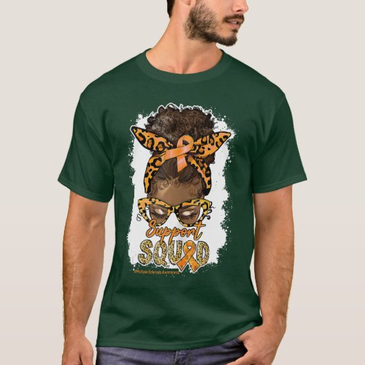 Dames Support Squad Afro Rommelige Knot Luipaard M T-shirt (Voorkant)