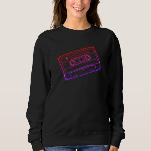 Dames Sweatshirt Neon Rood Paarse Cassettebandje