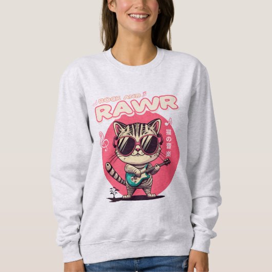 Dames Sweatshirt - Rock & Rawer Funny Kawaii Cat (Voorkant)