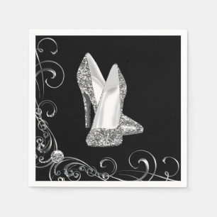 Dames Swirl Glitter Hoge Hak Schoenen Servetten