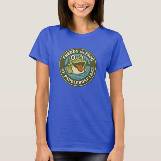 Dames T-shirt Funky Freddy the Frog Paddleboat Lak (Voorkant)