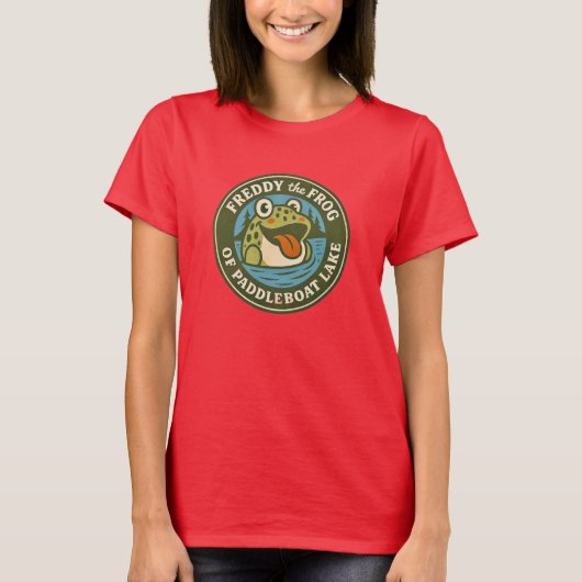 Dames T-shirt Funky Freddy the Frog Paddleboot Mee (Voorkant)