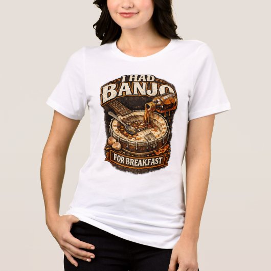 Dames T-shirt "Ik had Banjo als ontbijt" (Voorkant)