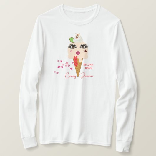 Dames t-shirt Lange mouw Bellina Bacio  (Design voorkant)