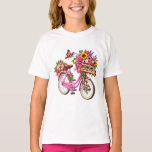 Dames T-shirt met bloemen « Optimisme » – Roze fie