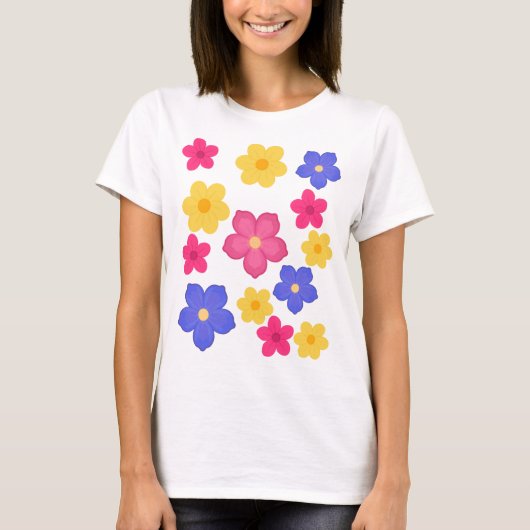 Dames T-shirt met bloemenprint (Voorkant)