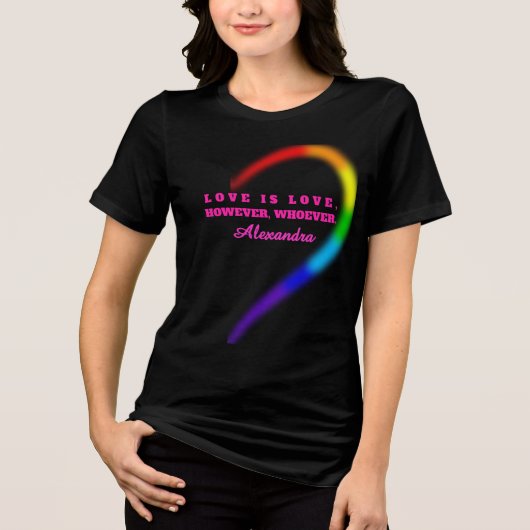 Dames T-shirt met eigen naam voor koppels - Rechte (Voorkant)