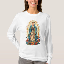 Dames T-shirt met lange mouwen van de Heilige Maag