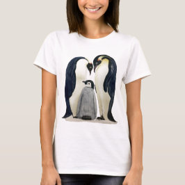 Dames t-shirt met ontwerp van Pinguïnfamilie