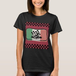 Dames T-Shirt met Vintage Racing Checkered Flag