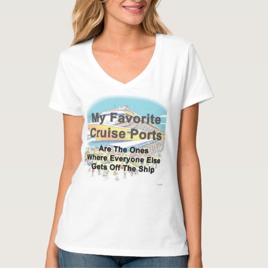 DAMES T-SHIRT - Mijn favoriete cruisehavens - (Voorkant)