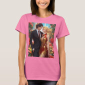 Dames T-shirt, paar liefde bedrukt T-shirt (Voorkant)