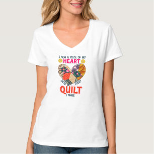 Dames t shirt quilten, quilten harten, Vriendelijk