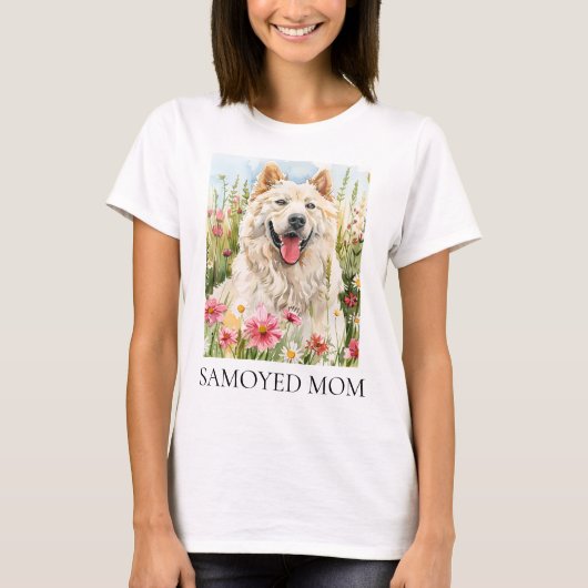 Dames T-shirt – Samoyed-moeder waterverf honden-te (Voorkant)