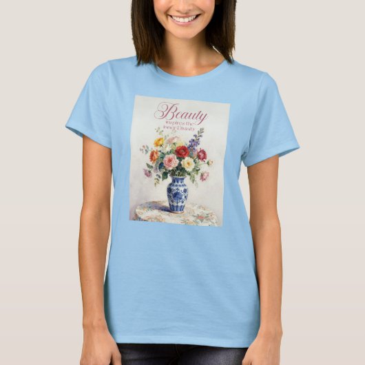 Dames T-shirt Schoonheid Bloemen Vaas Inner Divini (Voorkant)