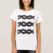 Dames T-shirt strepen en lussen Inkt (Voorkant)