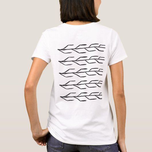 Dames T-shirt strepen en lussen Inkt (Achterkant)