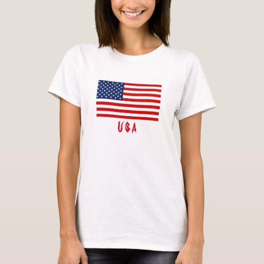 Dames T-shirt USA (Voorkant)