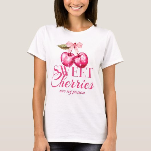 Dames T-shirt Zoete Kersen (Voorkant)