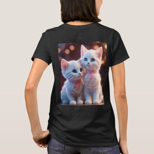 Dames T-shirt zwart kitten (Achterkant)