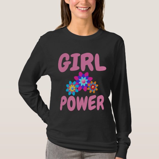 Dames T-shirts met GIRL POWER (Voorkant)