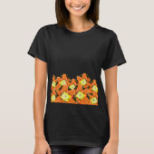 Dames T-shirts : Oranje & Gele Bloemen  (Voorkant)