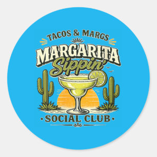 Dames Tacos En Margs Social Club Margarita Ronde Sticker