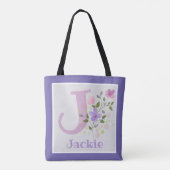 Dames Tas heeft de naam Jackie met Bloemen (Achterkant)