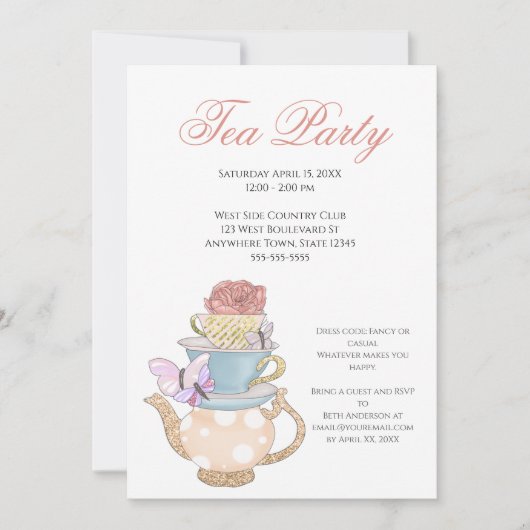 Dames Tea Party Ideeën Kaart (Voorkant)