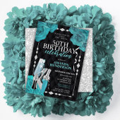 Dames Teal en Zilver Verjaardag Kaart