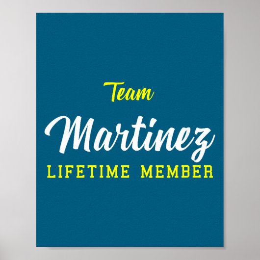 Dames Team Martinez Lifetime Lid Achternaam Geboor Poster (Voorkant)
