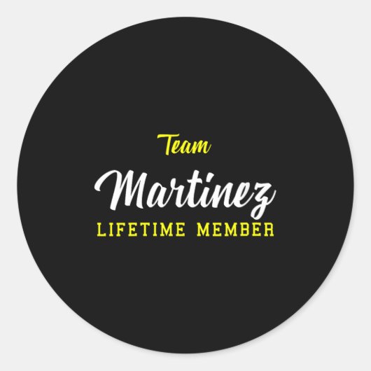 Dames Team Martinez Lifetime Lid Achternaam Geboor Ronde Sticker (Voorkant)
