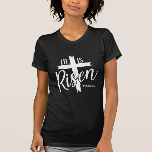 Dames Tee Hij Is Opgestaan T-shirt (Voorkant)