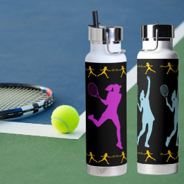 Dames Tennis Paarse, Blauw, Oranje & Zwart Waterfles