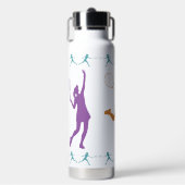 Dames Tennis Silhouetten-Paarse, Blauwgroen, & Sin Waterfles (Voorkant)