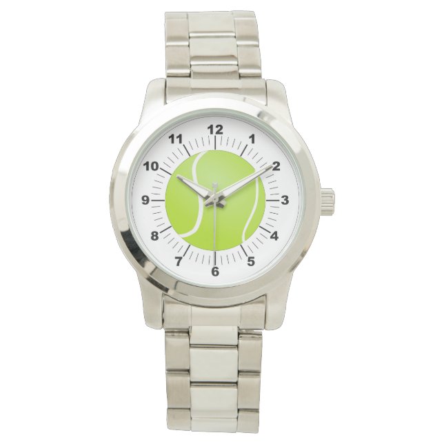 Dames tennisbal Oversized zilveren horloge (Voorkant)